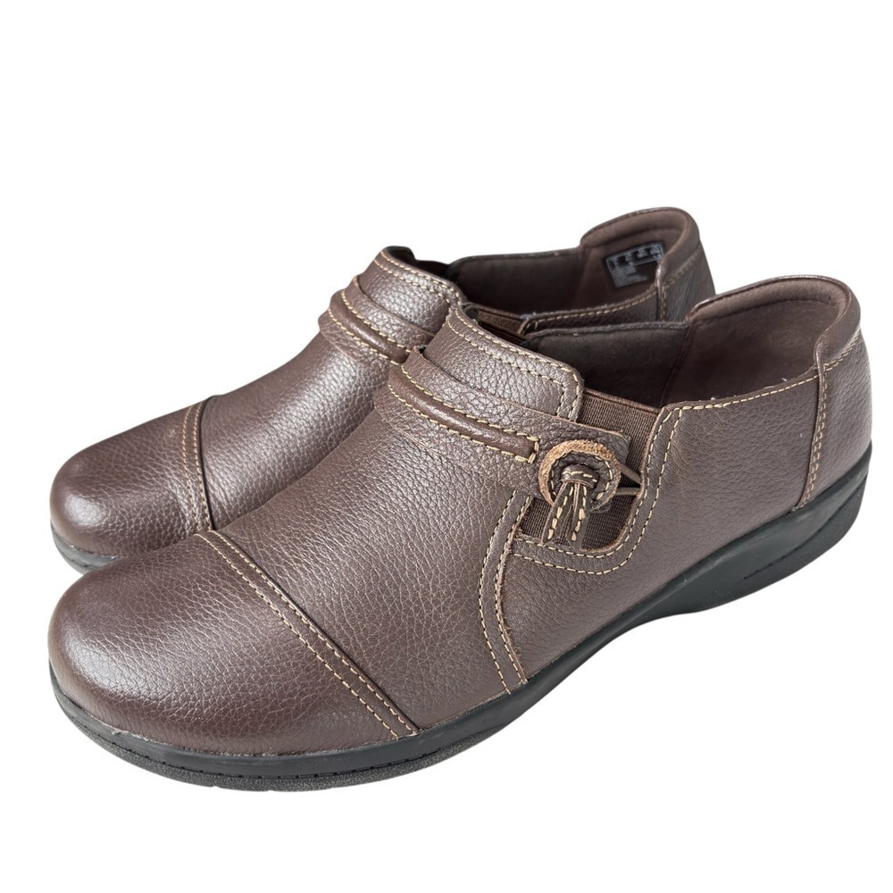 Clarks Cheyn Madi Brown Leather Loafer Size 8.5 M Slip On Womens Comfort Shoes